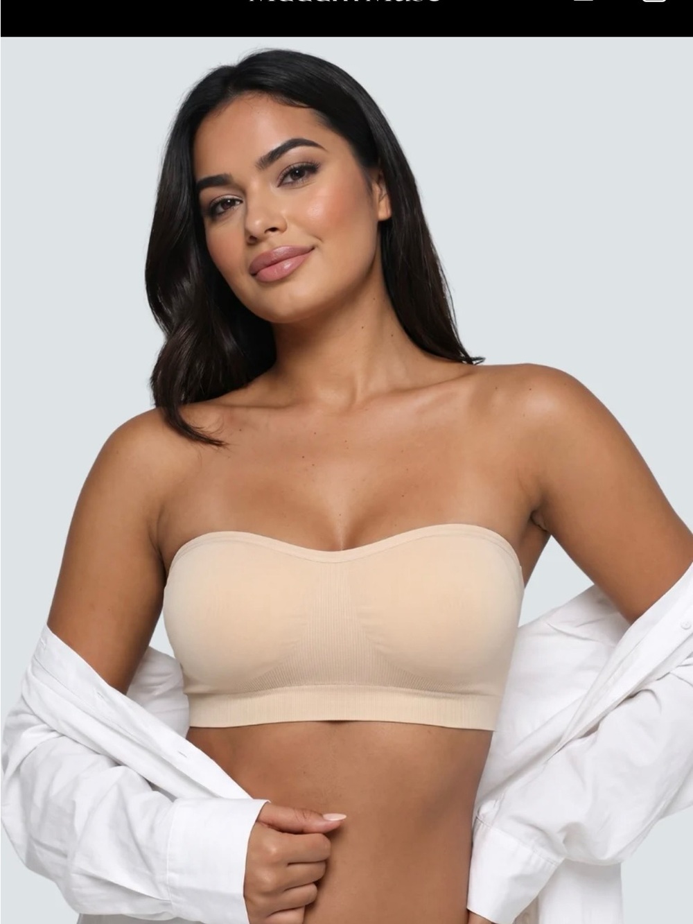Madame Muse Seamless Strapless Bandeau Bras - Beige and Black one.